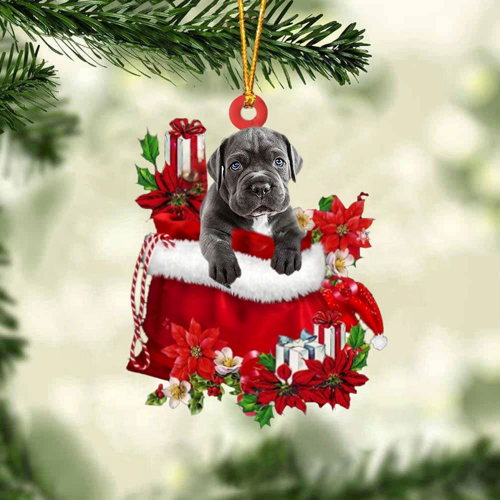Cane Corso In Gift Bag Christmas Ornament, Christmas Gift, Christmas Tree Decorations, Christmas Ornament 2023