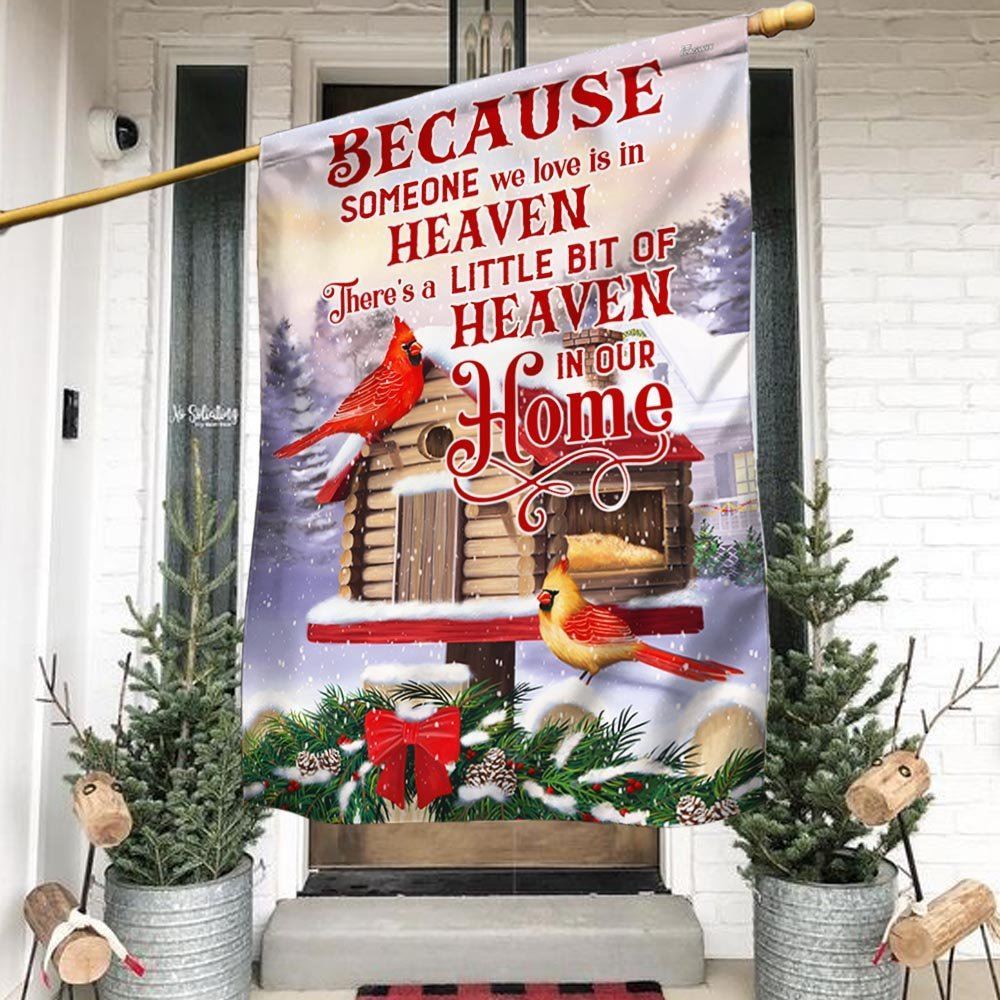 Cardinal Because Someone We Love Is In Heaven Flag, Christmas Notre Dame House Flag, Christmas Outdoor Decor Ideas