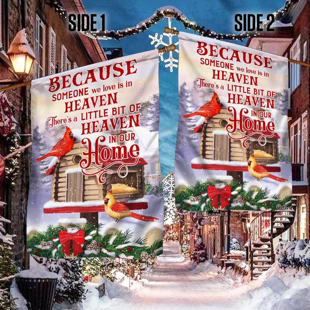 Cardinal Because Someone We Love Is In Heaven Flag, Christmas Notre Dame House Flag, Christmas Outdoor Decor Ideas