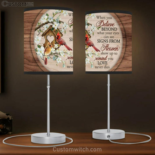 Cardinal, Bird House, When You Believe Beyond What Your Eyes Can See Table Lamb