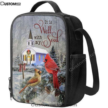 Cardinal Birds It Is Well With My Soul Christmas Lunch Bag, Christian Lunch Bag For School, Picnic, Religious Lunch Bag