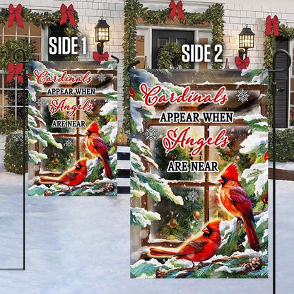 Cardinal Christmas Flag Cardinals Appear When Angels Are Near, Christmas Notre Dame House Flag, Christmas Outdoor Decor Ideas