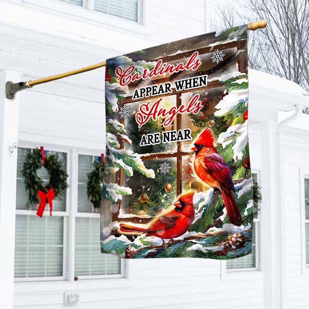 Cardinal Christmas Flag Cardinals Appear When Angels Are Near, Christmas Notre Dame House Flag, Christmas Outdoor Decor Ideas