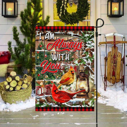 Cardinal Christmas I Am Always With You Flag, Christmas Notre Dame House Flag, Christmas Outdoor Decor Ideas
