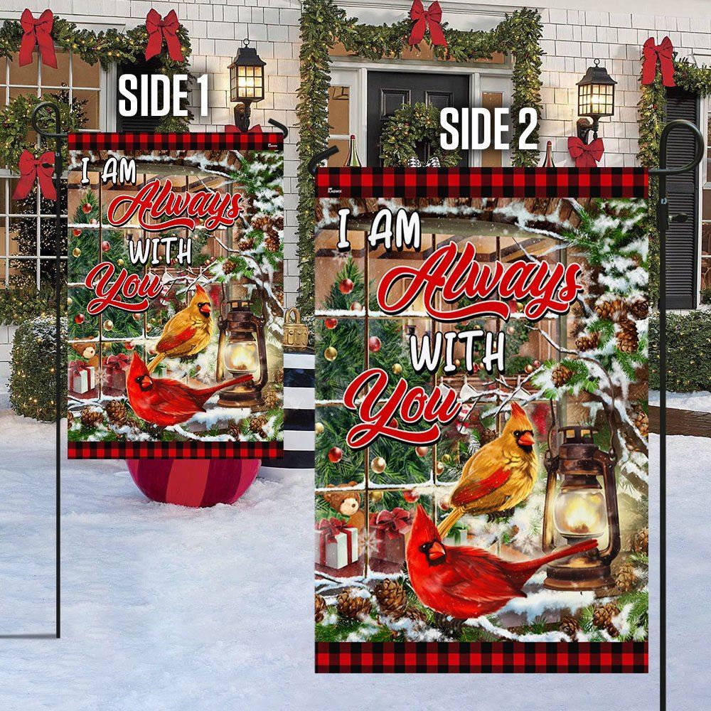 Cardinal Christmas I Am Always With You Flag, Christmas Notre Dame House Flag, Christmas Outdoor Decor Ideas