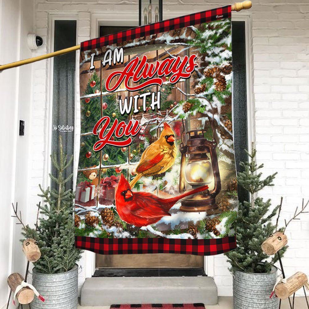 Cardinal Christmas I Am Always With You Flag, Christmas Notre Dame House Flag, Christmas Outdoor Decor Ideas