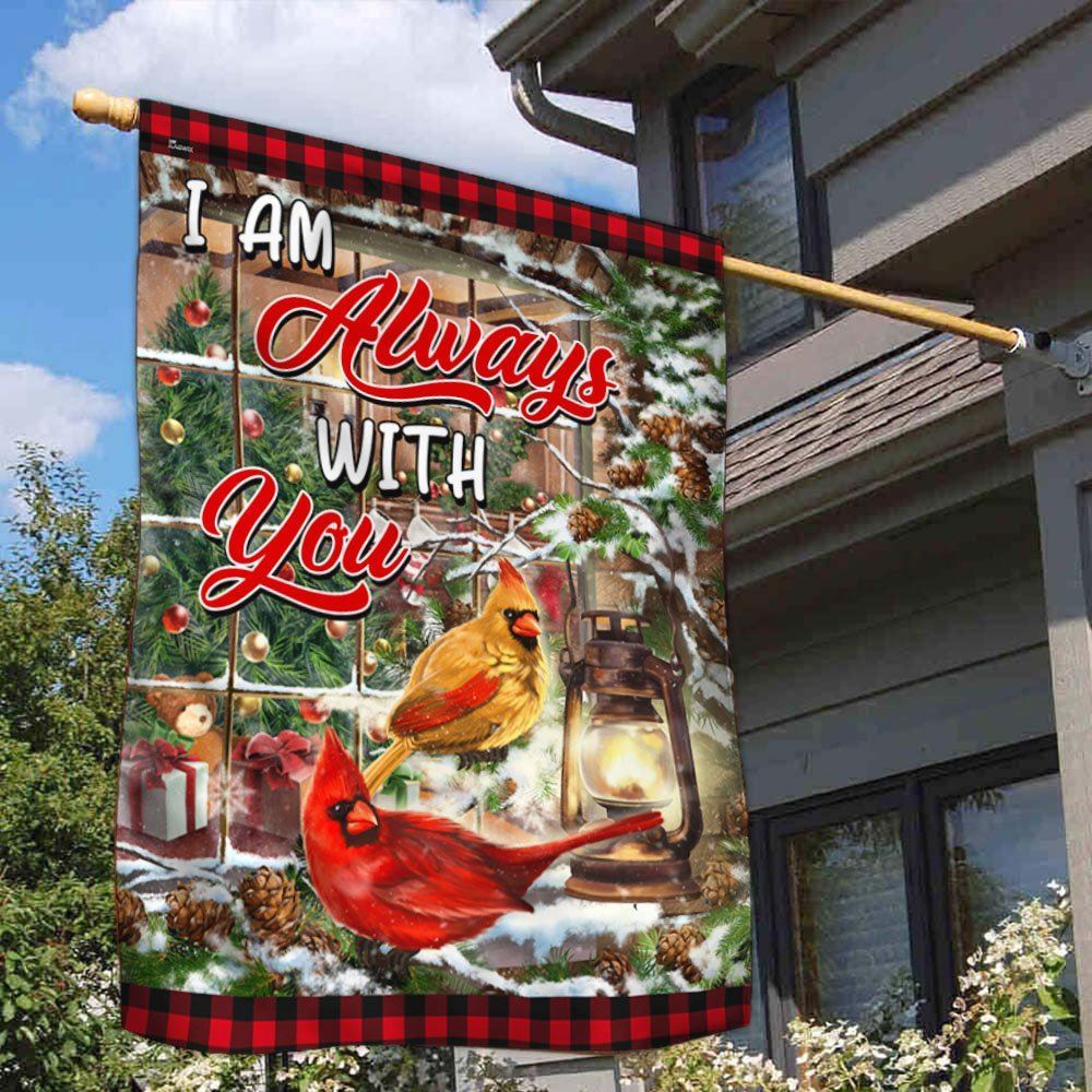 Cardinal Christmas I Am Always With You Flag, Christmas Notre Dame House Flag, Christmas Outdoor Decor Ideas