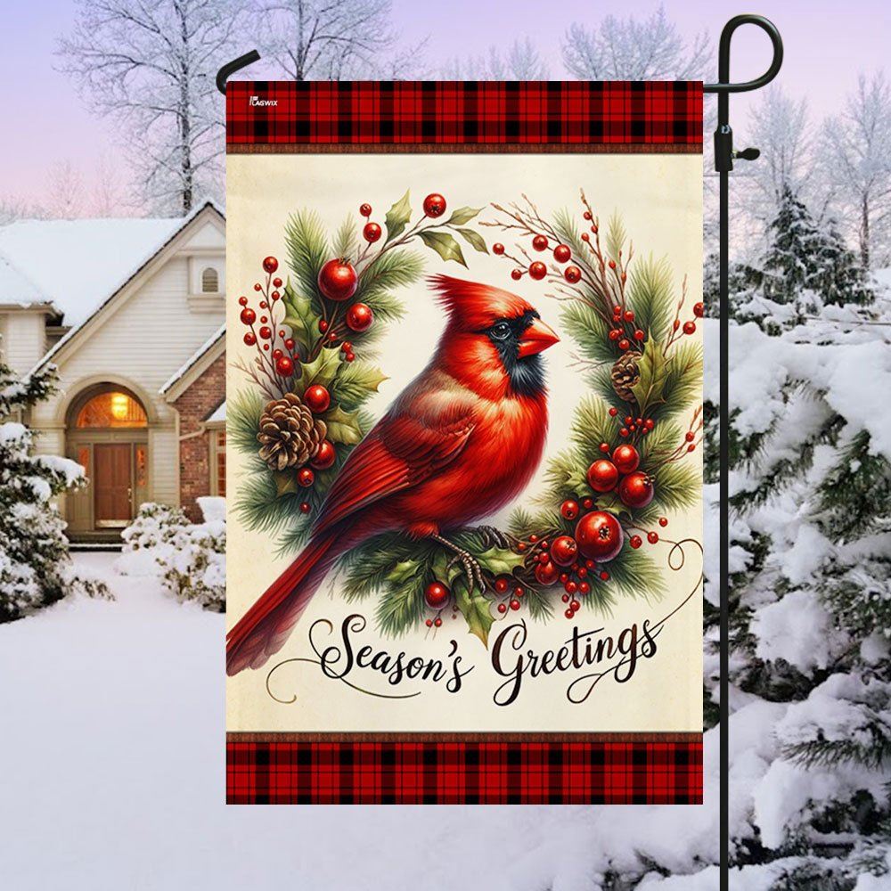 Cardinal Christmas Wreath Flag, Christmas Notre Dame House Flag, Christmas Outdoor Decor Ideas