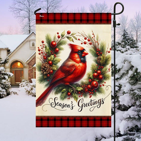 Cardinal Christmas Wreath Flag, Christmas Notre Dame House Flag, Christmas Outdoor Decor Ideas