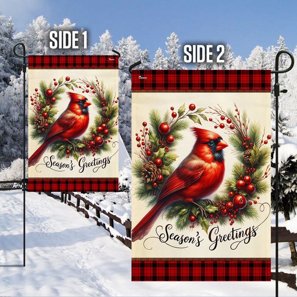 Cardinal Christmas Wreath Flag, Christmas Notre Dame House Flag, Christmas Outdoor Decor Ideas