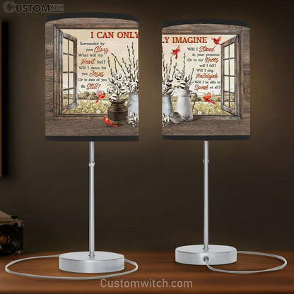 Cardinal Cotton Flower I Can Only Imagine Table Lamb Gift - Bible Verse Table Lamb - Religious Bedroom Decor