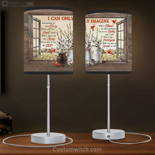 Cardinal Cotton Flower I Can Only Imagine Table Lamb Gift - Bible Verse Table Lamb - Religious Bedroom Decor