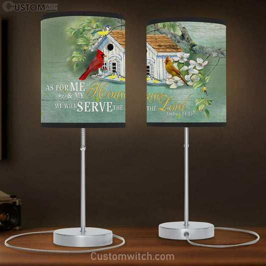Cardinal Couple - Joshua 2415 We Will Serve The Lord Table Lamb Gift - Christian Bedroom Decor