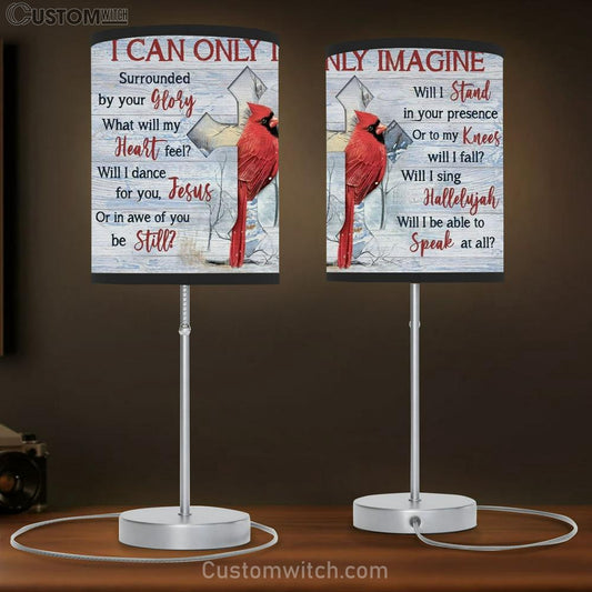 Cardinal, Cross Symbol, Winter Forest, I Can Only Imagine Table Lamb