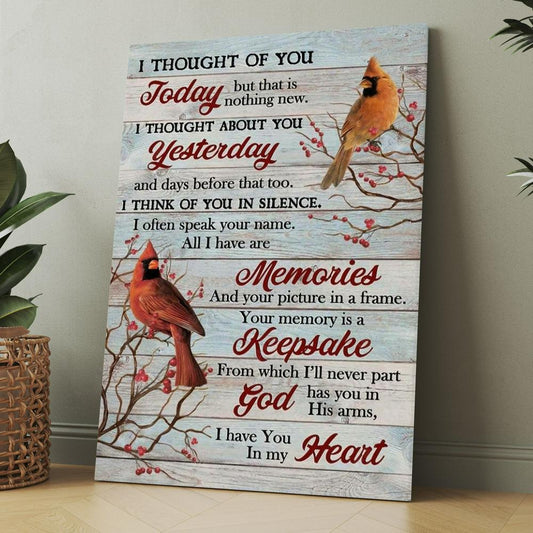 Cardinal Drawing Red Cranberry I Thought Of You Today Canvas, Christmas Gift for Christian