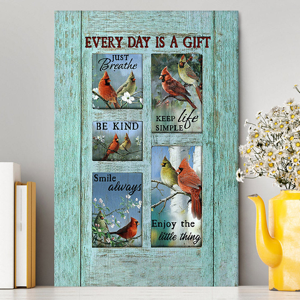 Cardinal Every Day Is A Gift Canvas Art - Bible Verse Wall Art - Christian Inspirational Wall Decor