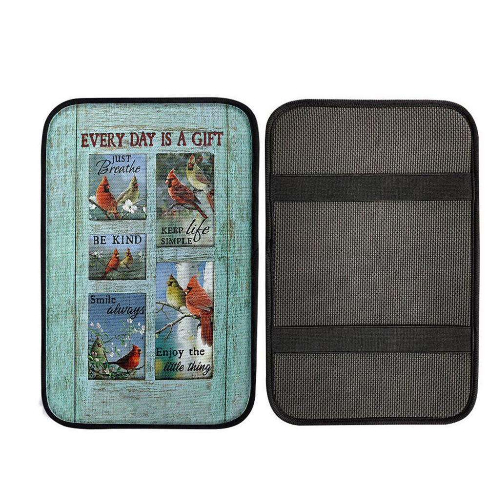 Cardinal Every Day Is A Gift Car Center Console Cover, Religious Car Armrest Accessories