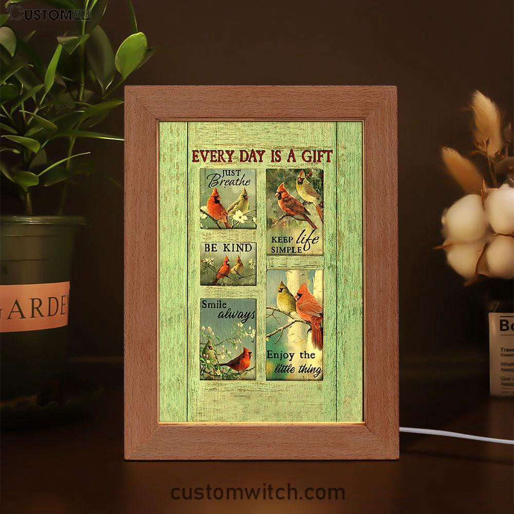 Cardinal Every Day Is A Gift Frame Lamp Art - Bible Verse Art - Christian Inspirational Decor