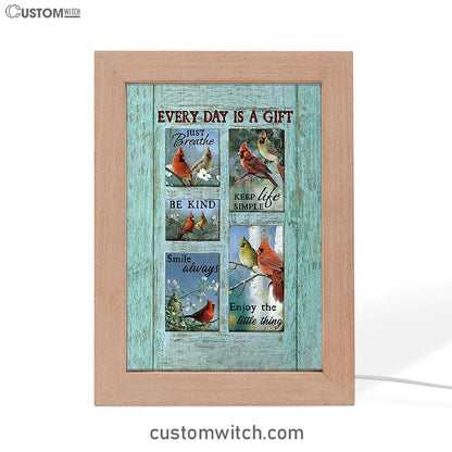 Cardinal Every Day Is A Gift Frame Lamp Art - Bible Verse Art - Christian Inspirational Decor