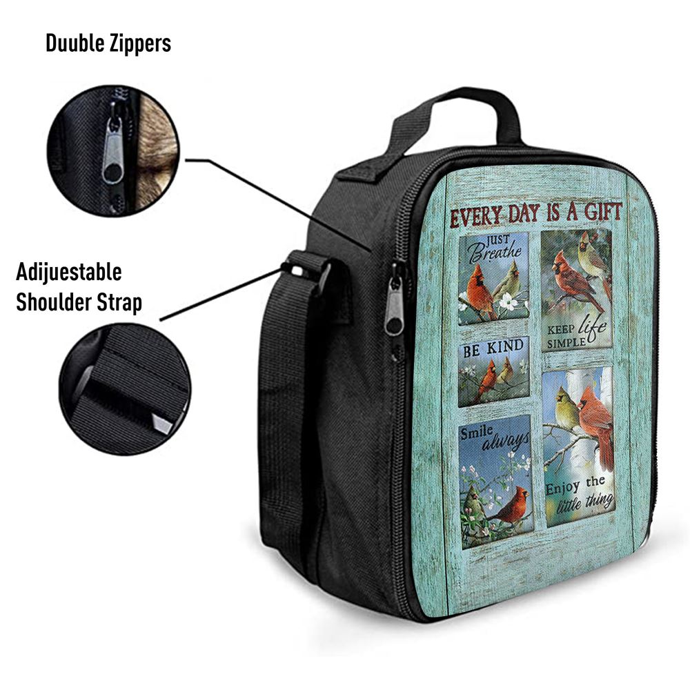 Cardinal Every Day Is A Gift Lunch Bag, Christian Lunch Bag For School, Picnic, Religious Lunch Bag