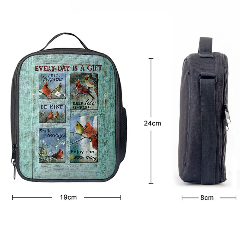 Cardinal Every Day Is A Gift Lunch Bag, Christian Lunch Bag For School, Picnic, Religious Lunch Bag