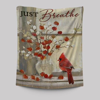 Cardinal, Fuchsia Flower, Willow Flower, Just Breathe Tapestry