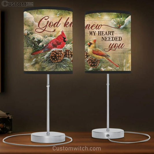 Cardinal God knew my heart needed you Table Lamb Gift - Bible Verse Table Lamb - Religious Bedroom Decor