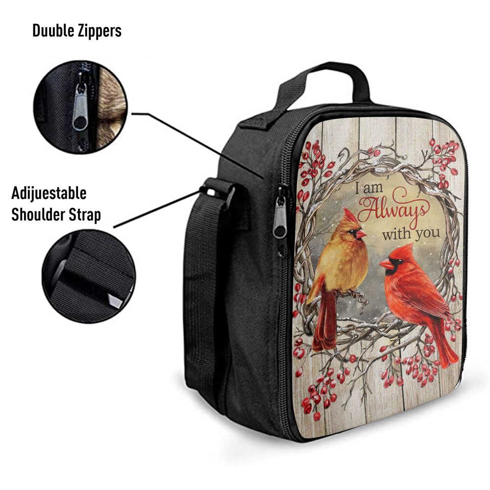 Cardinal I Am Always With You Lunch Bag, Christian Lunch Bag For School, Picnic, Religious Lunch Bag