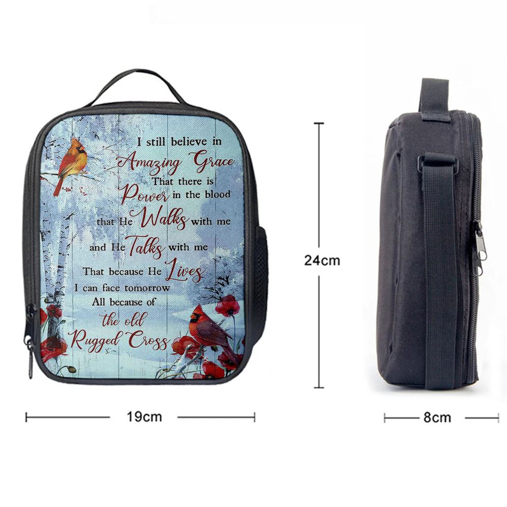 Cardinal I Still Believe In Amazing Grace Lunch Bag, Christian Lunch Bag For School, Picnic, Religious Lunch Bag