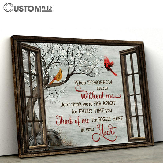 Cardinal I'm Right Here In Your Heart Large Canvas Art - Christian Wall Art Home Decor - Religious Canvas Prints