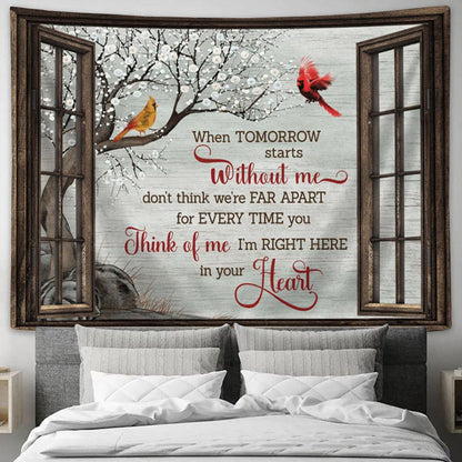 Cardinal I'm Right Here In Your Heart Large Tapestry Art - Christian Wall Art Home Decor - Religious Tapestry Prints