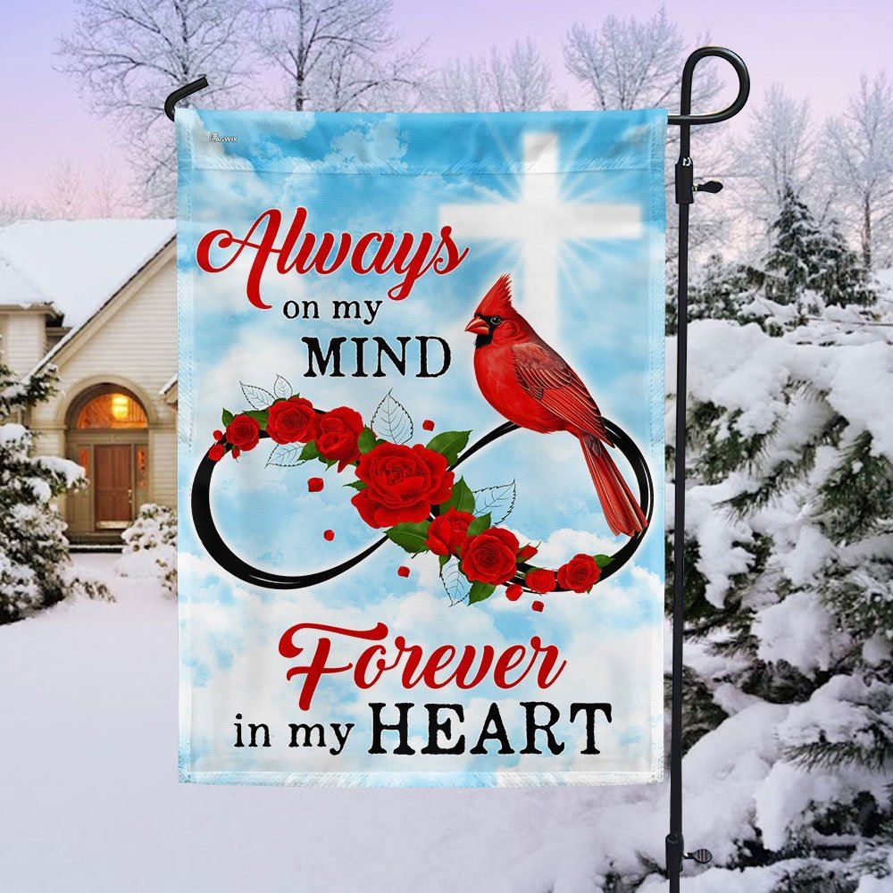 Cardinal Memorial Flag Always On My Mind Forever In My Heart, Christmas Notre Dame House Flag, Christmas Outdoor Decor Ideas