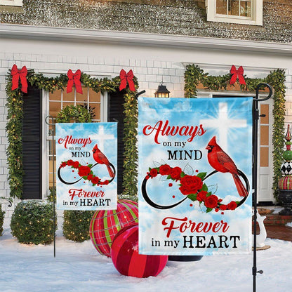 Cardinal Memorial Flag Always On My Mind Forever In My Heart, Christmas Notre Dame House Flag, Christmas Outdoor Decor Ideas