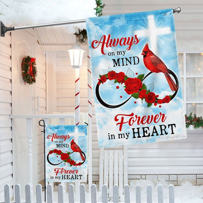 Cardinal Memorial Flag Always On My Mind Forever In My Heart, Christmas Notre Dame House Flag, Christmas Outdoor Decor Ideas