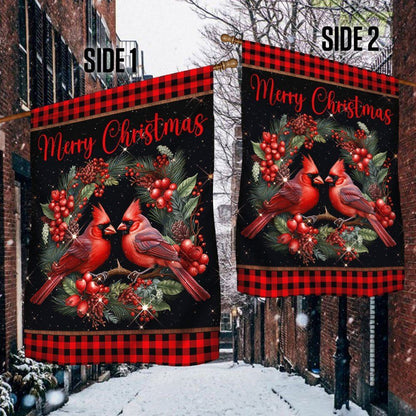 Cardinal Merry Christmas 2 Flag, Christmas Notre Dame House Flag, Christmas Outdoor Decor Ideas