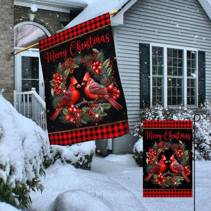 Cardinal Merry Christmas 2 Flag, Christmas Notre Dame House Flag, Christmas Outdoor Decor Ideas