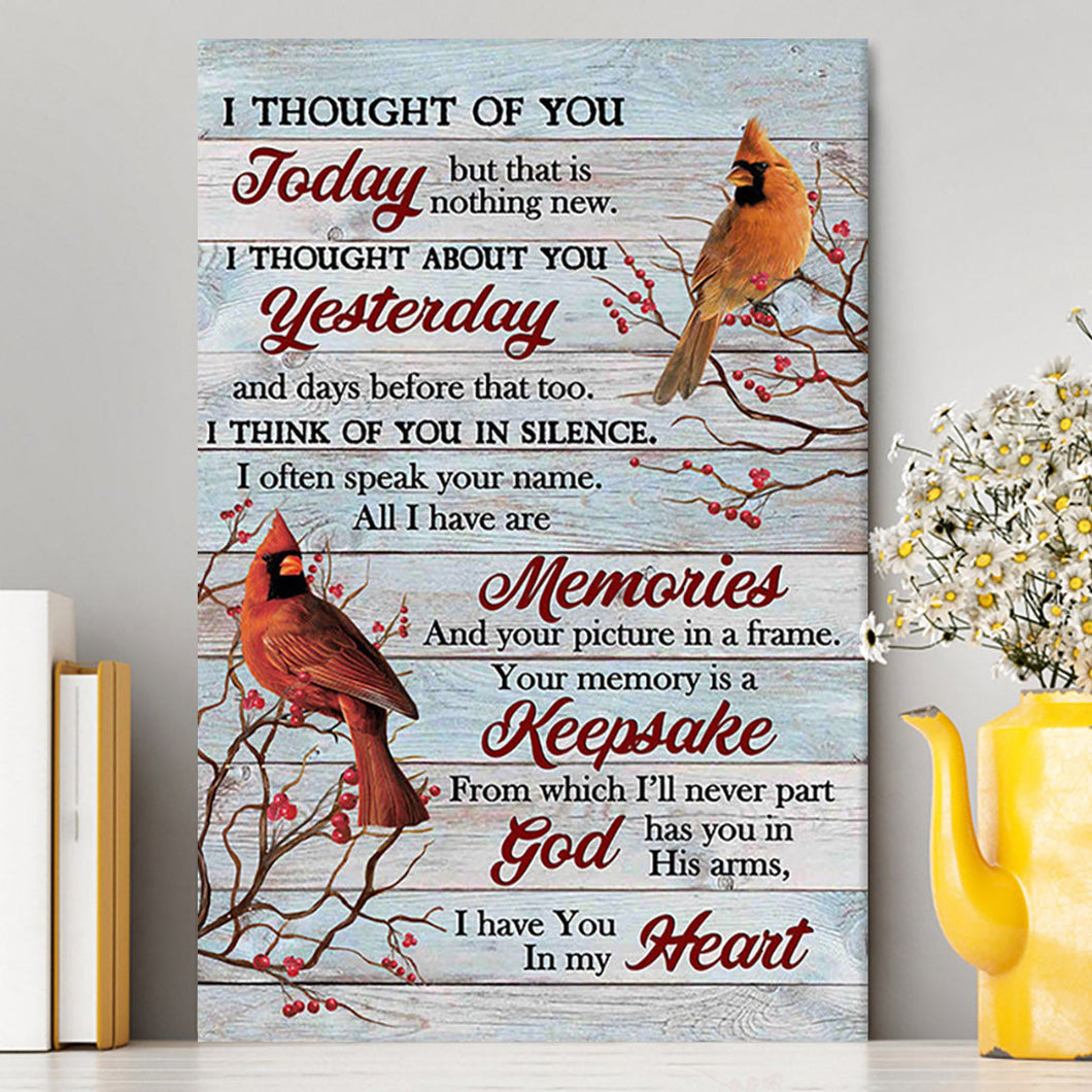 Cardinal Red Cranberry I Thought Of You Today Canvas Art - Bible Verse Wall Art - Christian Inspirational Wall Decor