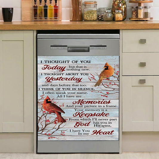 Cardinal Red Cranberry I Thought Of You Today Dishwasher Cover, Bible Verse Dishwasher Magnet Cover, Christian Inspirational Kitchen Decor