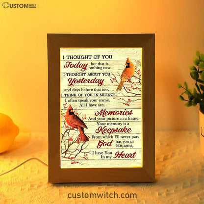 Cardinal Red Cranberry I Thought Of You Today Frame Lamp Art - Bible Verse Art - Christian Inspirational Decor