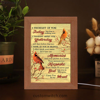 Cardinal Red Cranberry I Thought Of You Today Frame Lamp Art - Bible Verse Art - Christian Inspirational Decor
