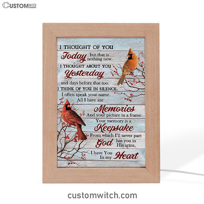 Cardinal Red Cranberry I Thought Of You Today Frame Lamp Art - Bible Verse Art - Christian Inspirational Decor