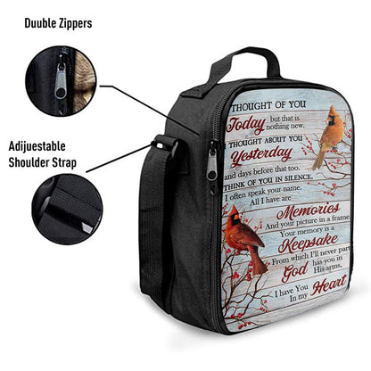 Cardinal Red Cranberry I Thought Of You Today Lunch Bag, Christian Lunch Bag For School, Picnic, Religious Lunch Bag