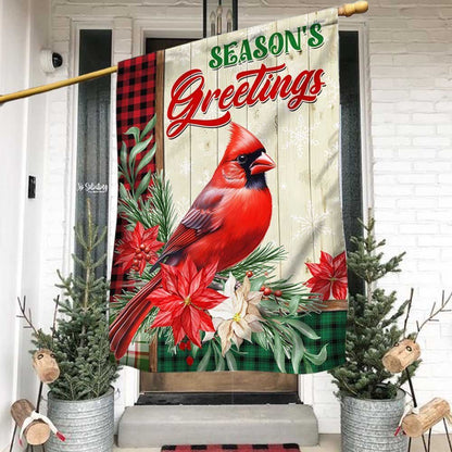 Cardinal Season's Greetings Winter Christmas Flag, Christmas Notre Dame House Flag, Christmas Outdoor Decor Ideas