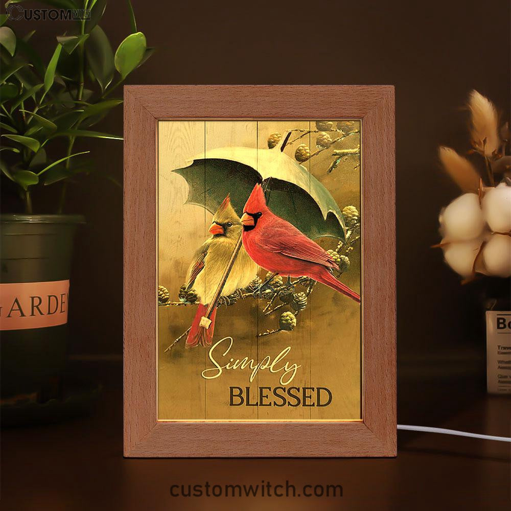 Cardinal Simply Blessed Frame Lamp Art - Bible Verse Art - Christian Inspirational Decor