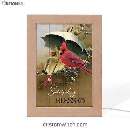 Cardinal Simply Blessed Frame Lamp Art - Bible Verse Art - Christian Inspirational Decor