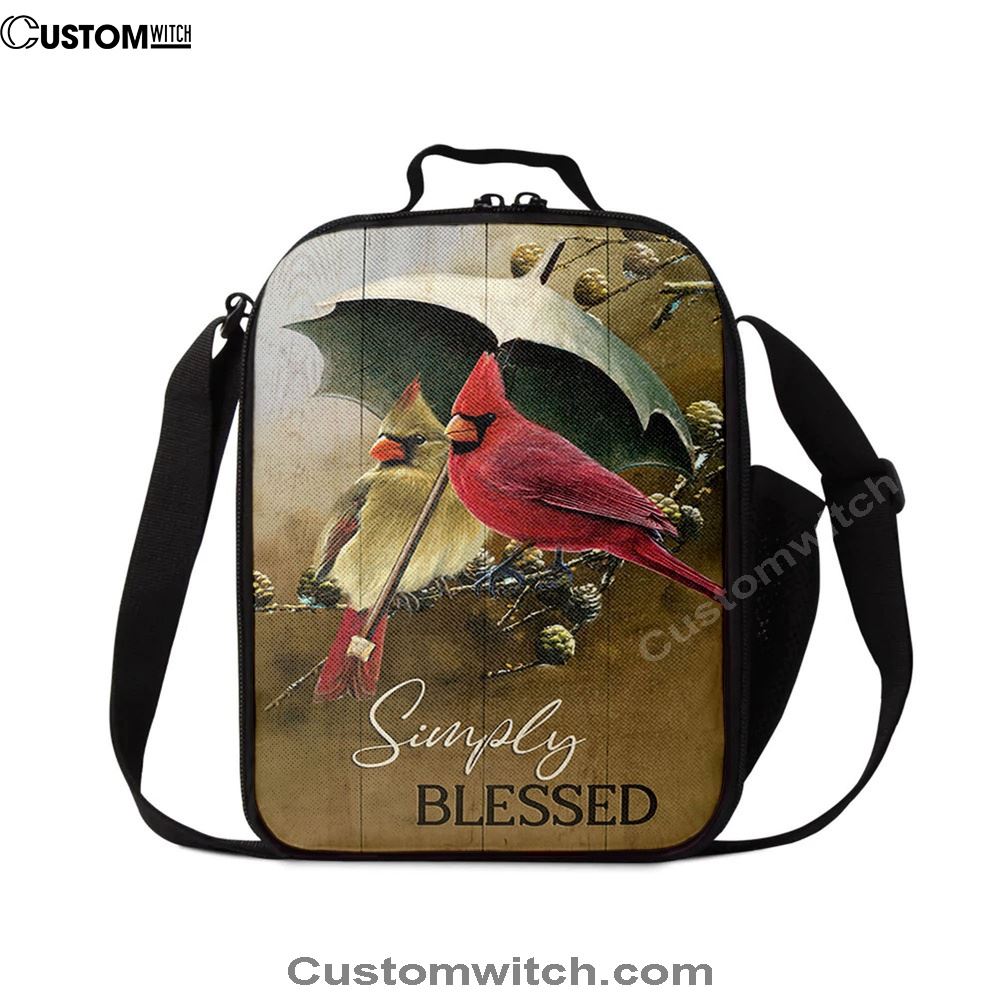 Cardinal Simply Blessed Lunch Bag, Christian Lunch Bag For School, Picnic, Religious Lunch Bag
