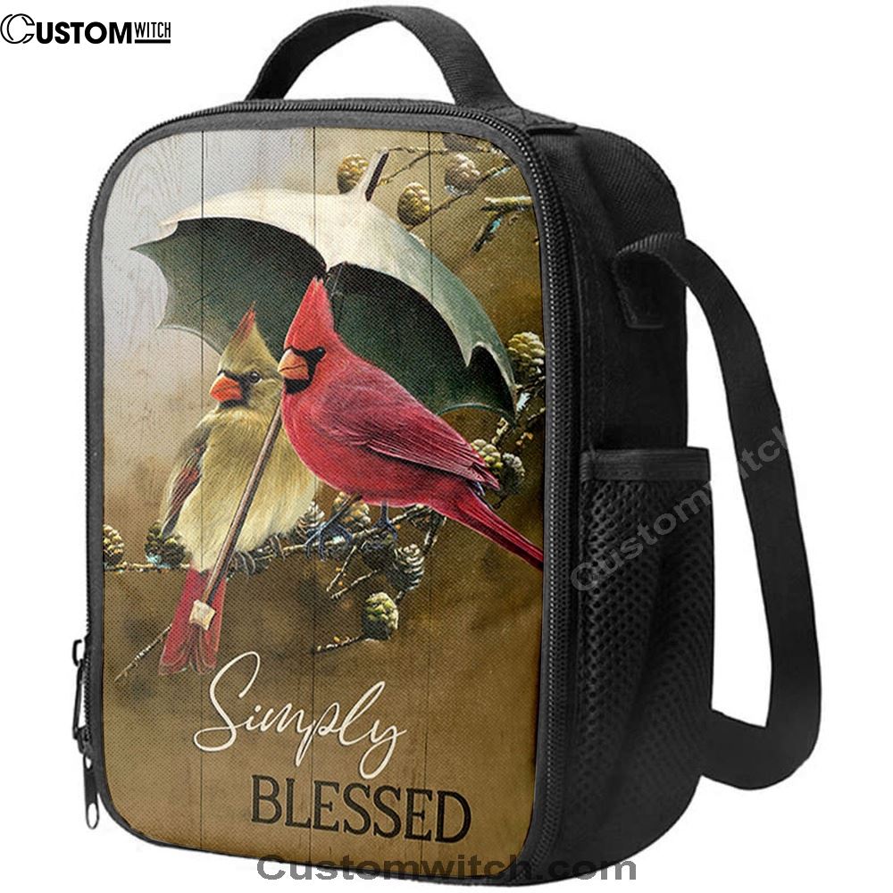 Cardinal Simply Blessed Lunch Bag, Christian Lunch Bag For School, Picnic, Religious Lunch Bag