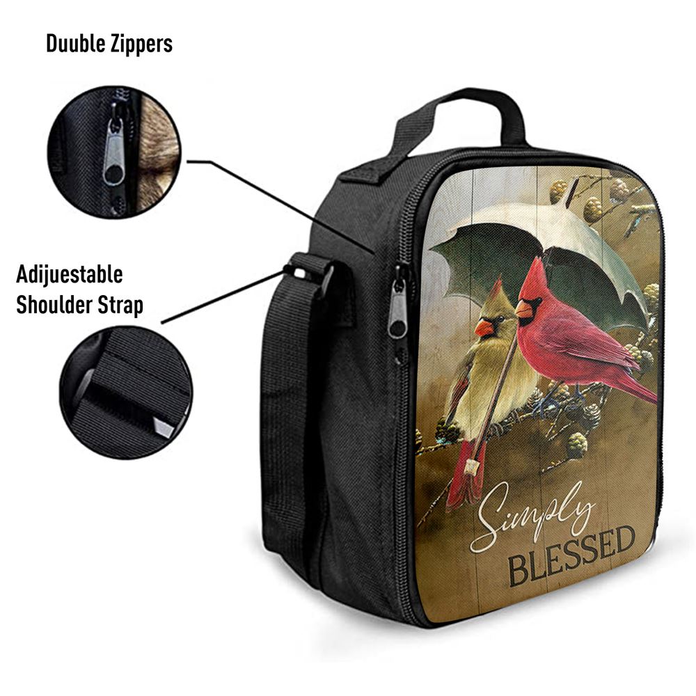 Cardinal Simply Blessed Lunch Bag, Christian Lunch Bag For School, Picnic, Religious Lunch Bag