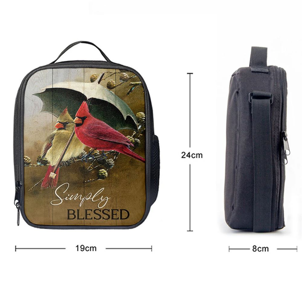 Cardinal Simply Blessed Lunch Bag, Christian Lunch Bag For School, Picnic, Religious Lunch Bag