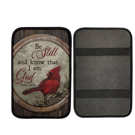 Cardinal Winter Forest Be Still And Know That I Am God Car Center Console Cover, Car Armrest Pad, Christian Gift, Armrest Box Mat